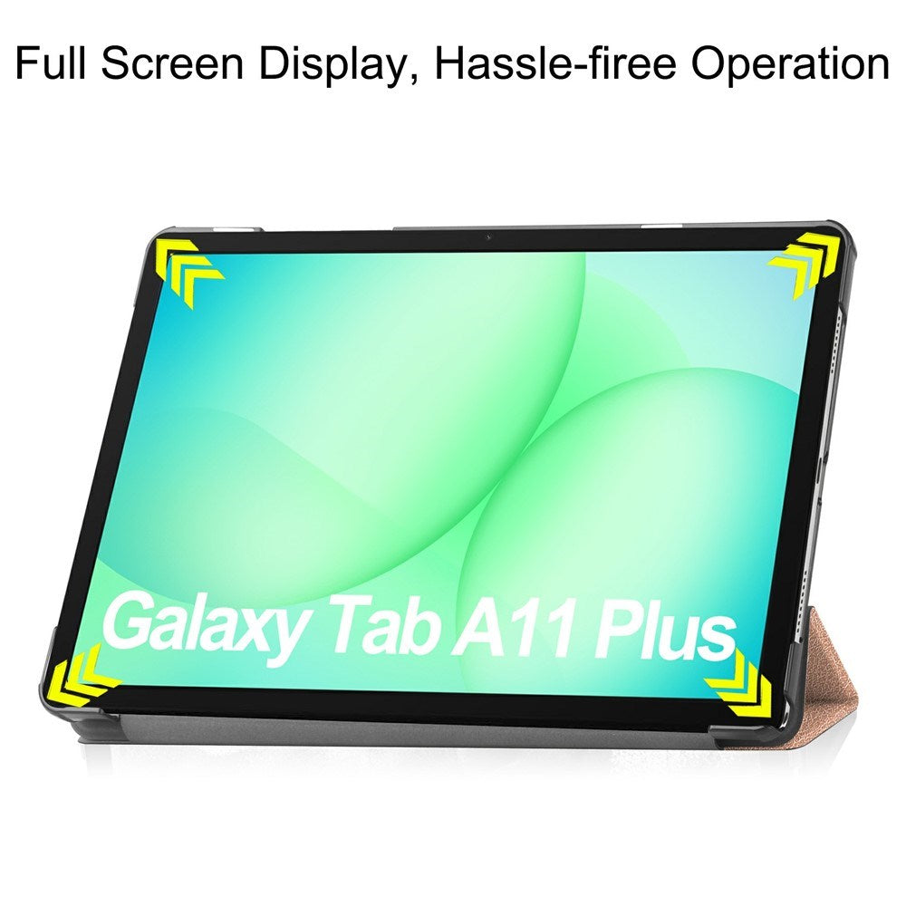 Samsung Galaxy Tab A11+ (Plus) EIDERWOOD Kunstskinn Deksel med Stativfunksjon - Rose Gold