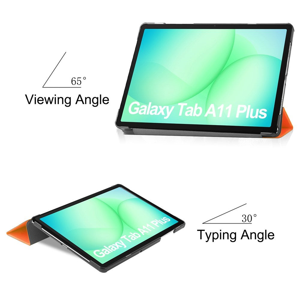 Samsung Galaxy Tab A11+ (Plus) EIDERWOOD Kunstskinn Deksel med Stativfunksjon - Oransje