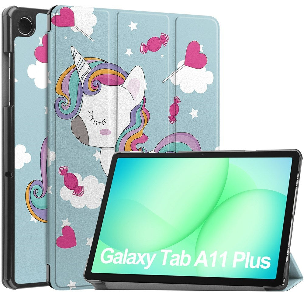 Samsung Galaxy Tab A11+ (Plus) EIDERWOOD Kunstskinn Flipp Deksel med Motiv - Enhjørning