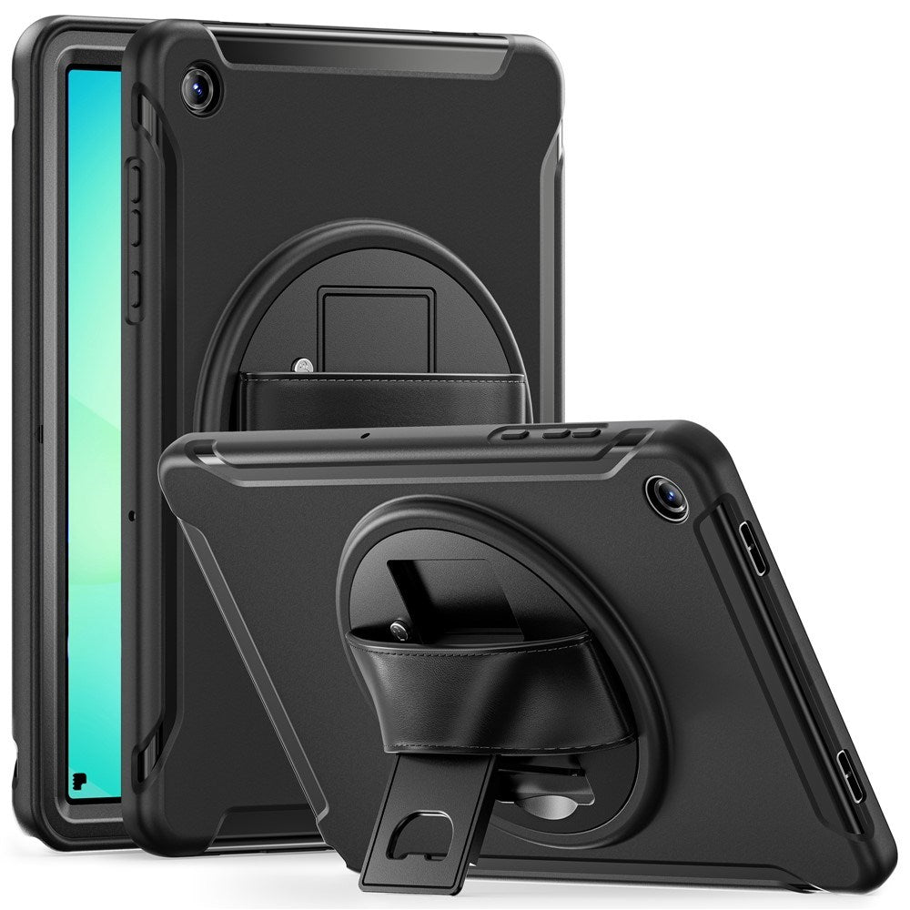 Samsung Galaxy Tab A11+ (Plus) EIDERWOOD Støtsikkert Deksel med 360 Graders Roterbar Støtte - Svart