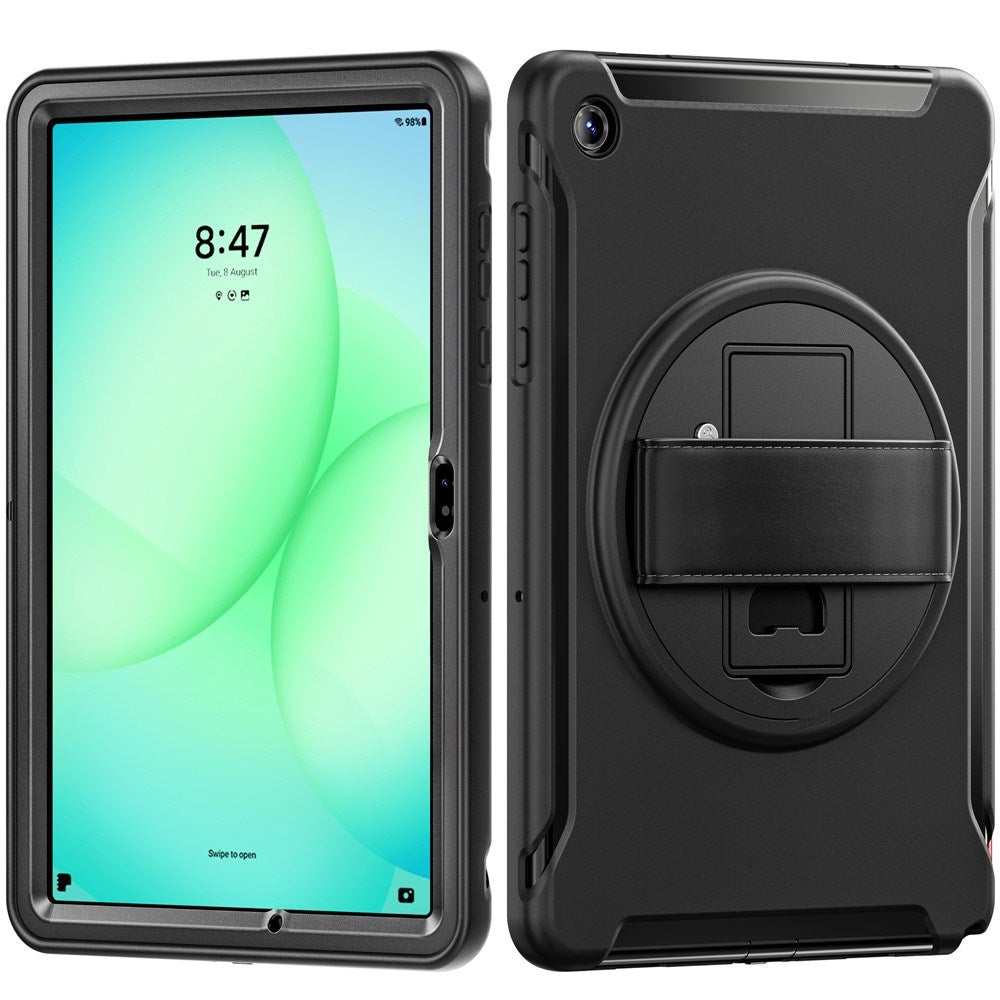 Samsung Galaxy Tab A11+ (Plus) EIDERWOOD Støtsikkert Deksel med 360 Graders Roterbar Støtte - Svart