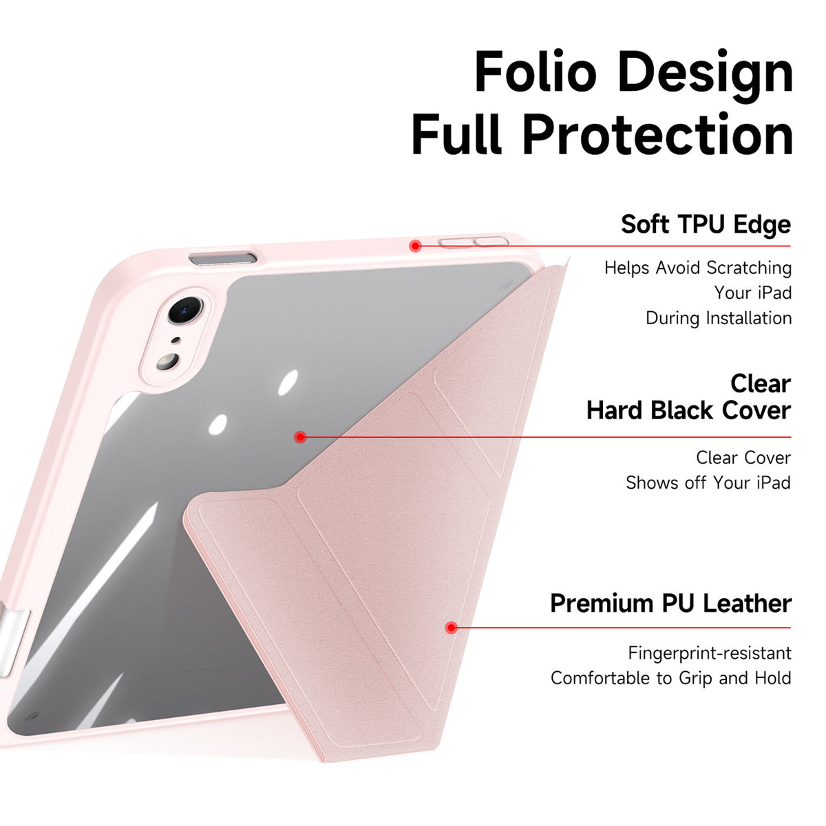 iPad Mini (2026) 8. Gen. DUX DUCIS MAGI Origami Hybrid Flip Deksel m. Ståfunksjon - Rosa
