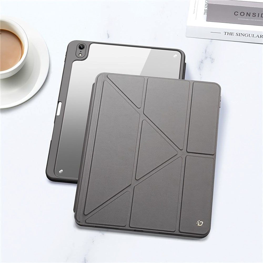 iPad 11" (2025) / iPad 10.9" (2024/2022) Kunstskinn / Plast Flip Deksel - DUX DUCIS MAGI Series - Gjennomsiktig / Grå