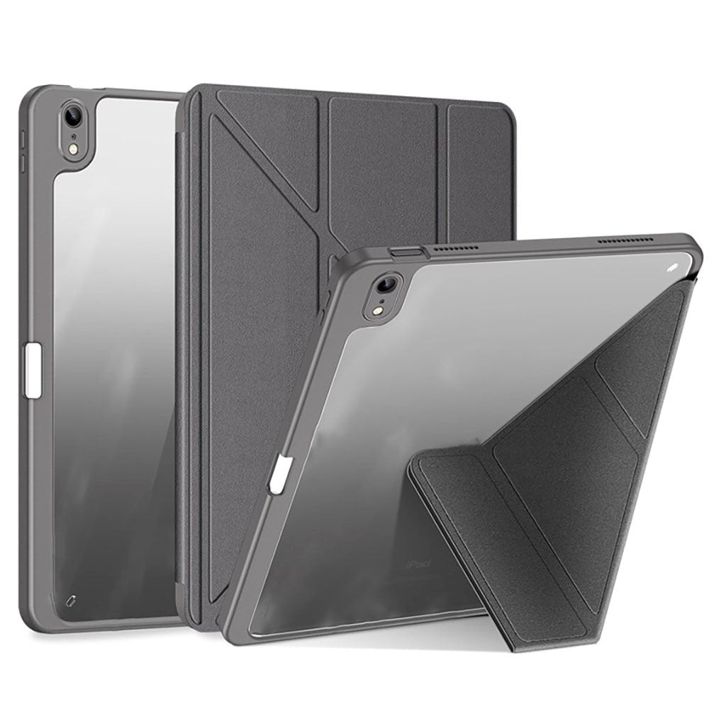 iPad 11" (2025) / iPad 10.9" (2024/2022) Kunstskinn / Plast Flip Deksel - DUX DUCIS MAGI Series - Gjennomsiktig / Grå