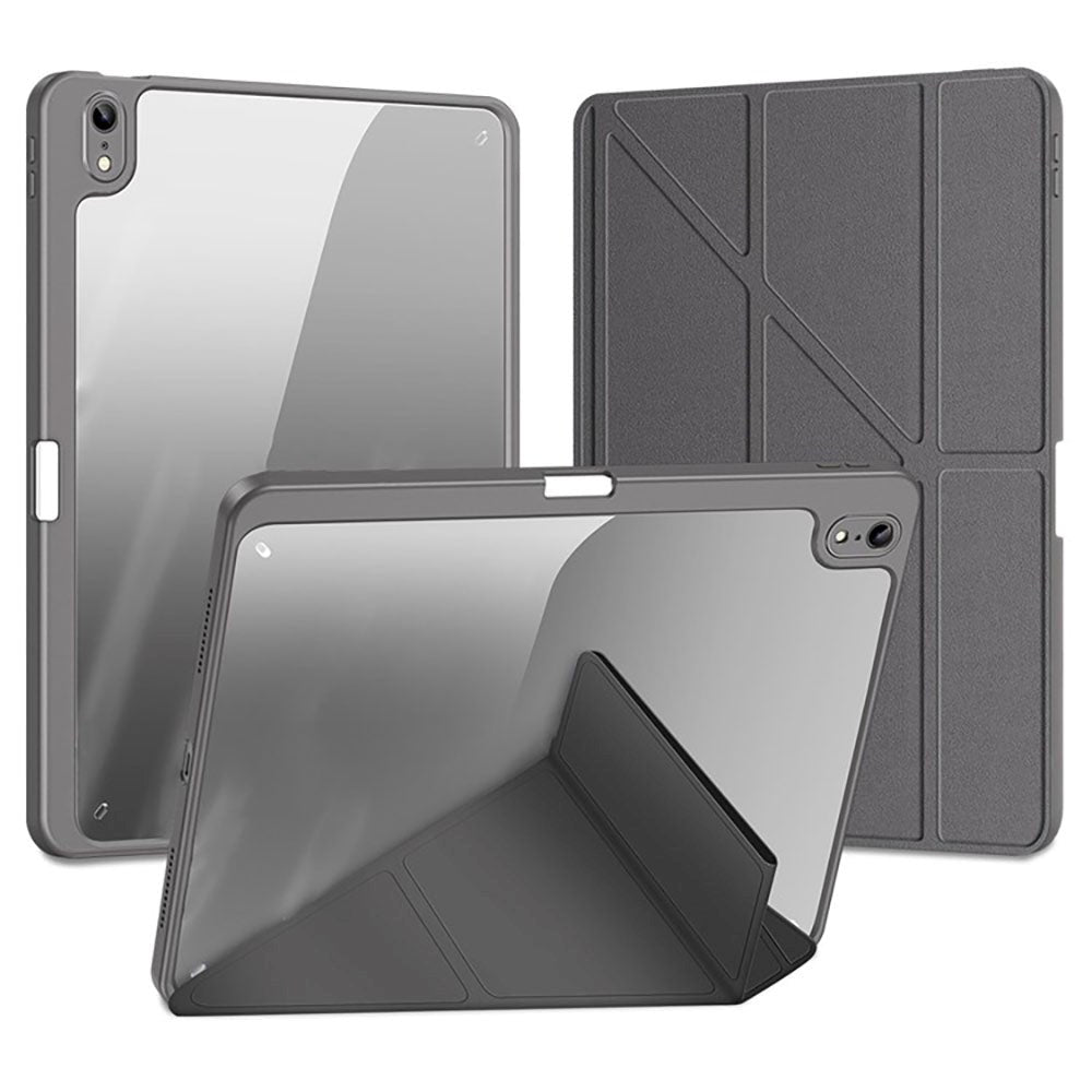 iPad 11" (2025) / iPad 10.9" (2024/2022) Kunstskinn / Plast Flip Deksel - DUX DUCIS MAGI Series - Gjennomsiktig / Grå