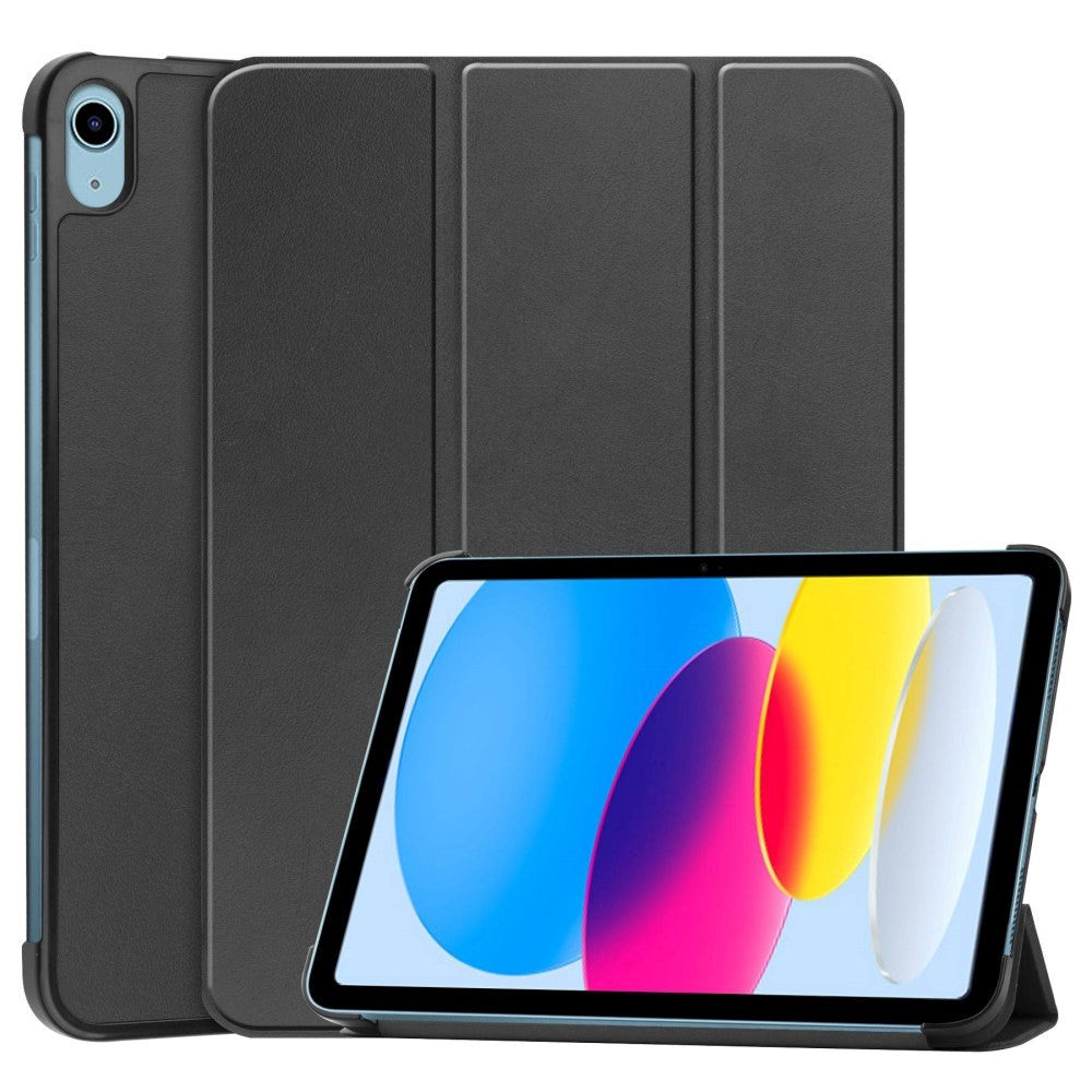 Apple iPad 11" (2025) / iPad 10.9" (2024/2022) Kunstskinn Flip Deksel m Stativ - Svart