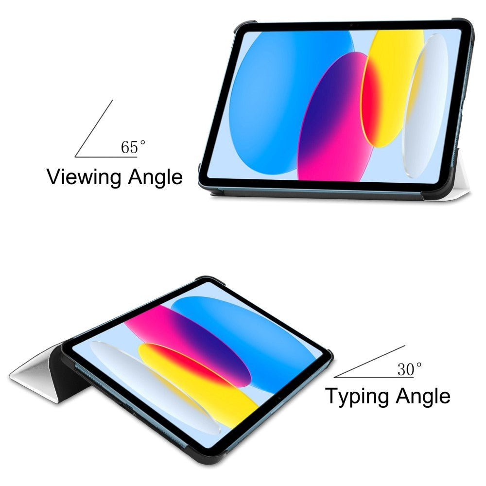 Apple iPad 11" (2025) / iPad 10.9" (2024/2022) Kunstskinn Flip Deksel m Stativ - Hvit