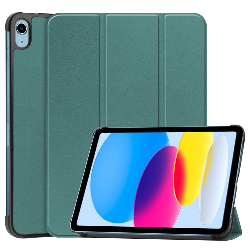 Apple iPad 11" (2025) / iPad 10.9" (2024/2022) Kunstskinn Flip Deksel m Stativ - Grønn