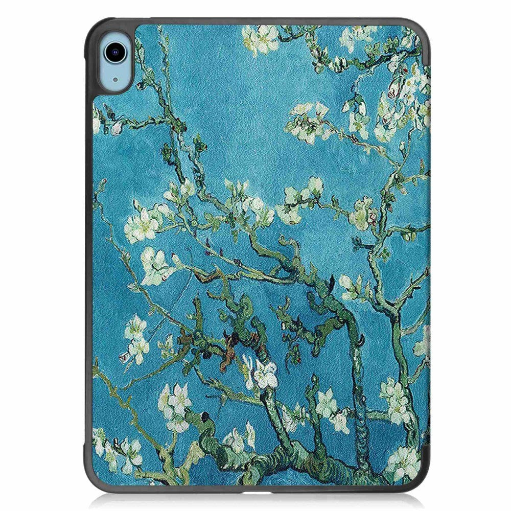 iPad 11" (2025) / iPad 10.9" (2024/2022) Tri-Fold Flip Deksel I Skinn - Hvite Blomster
