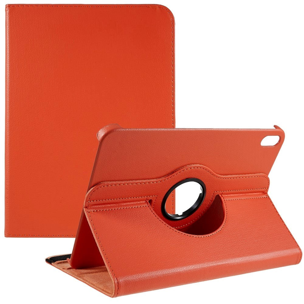 EIDERWOOD iPad 11" (2025) / iPad 10.9" (2024/2022) Klassisk Skinn Deksel m. 360⁰ Stativfunksjon - Oransje