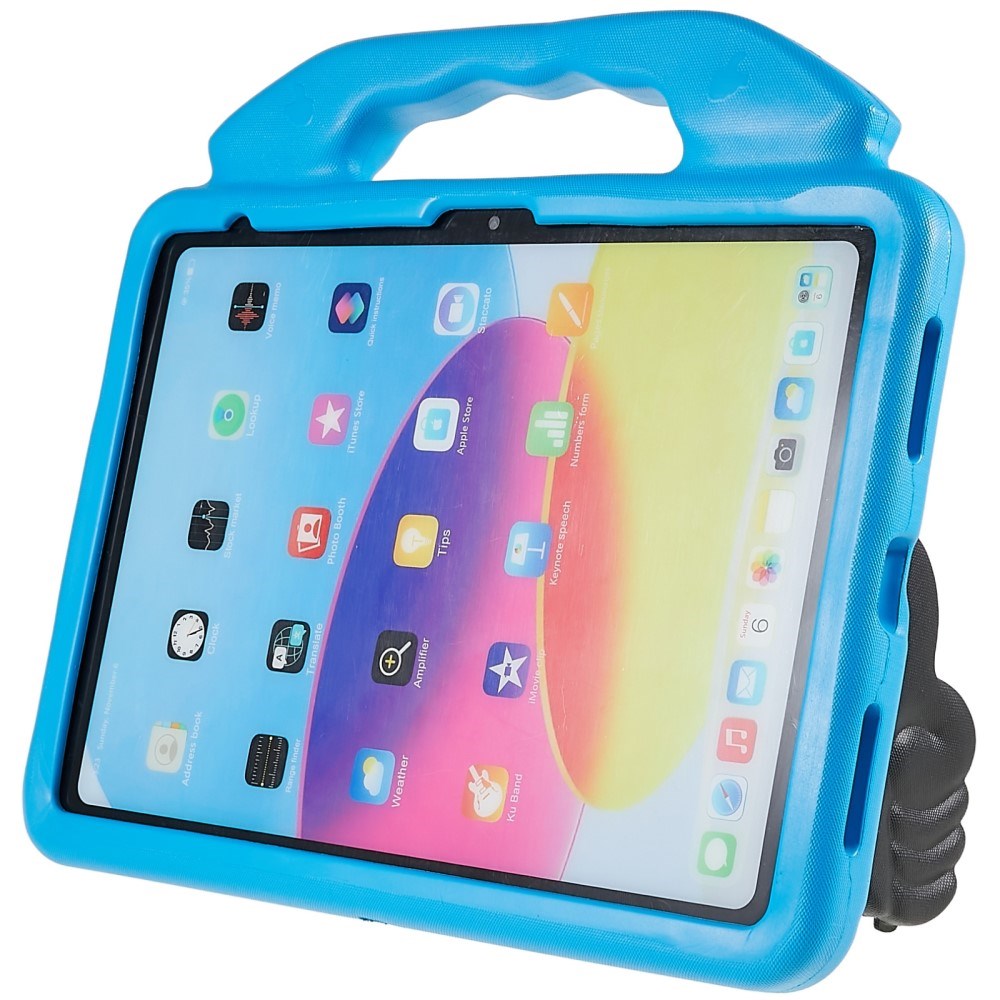 iPad 11" (2025) / iPad 10.9" (2024/2022) Barnedeksel - Thumb Kickstand Bakdeksel - Blå