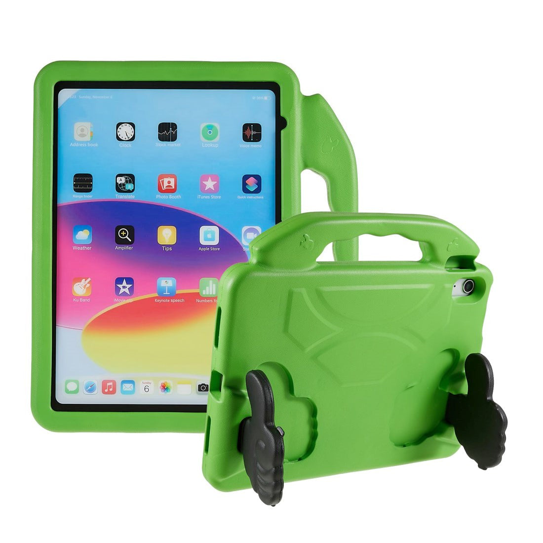 iPad 11" (2025) / iPad 10.9" (2024/2022) Barnedeksel - Thumb Kickstand Bakdeksel - Grønn