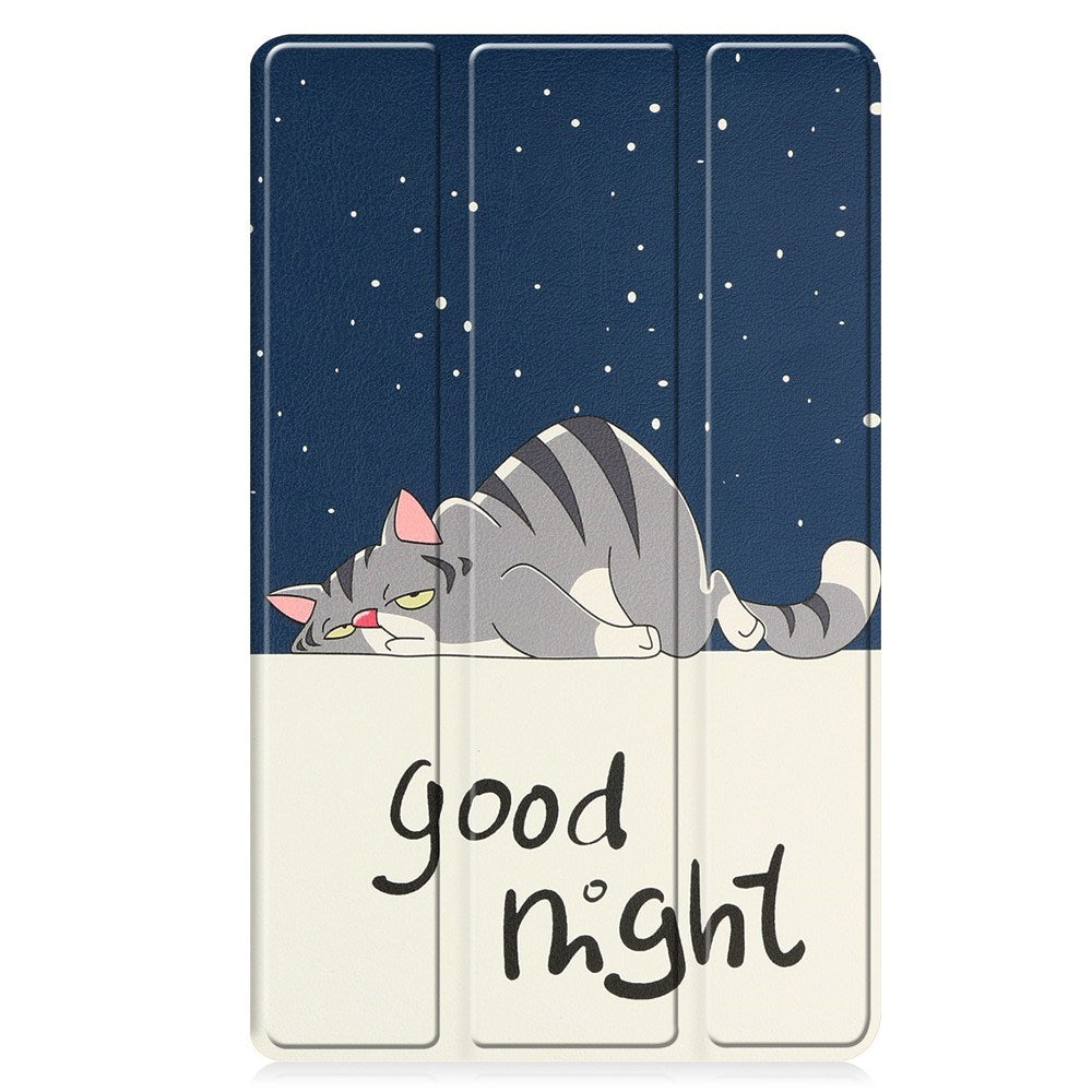EIDERWOOD Lenovo Tab M8 (4. Gen.) Tri-Fold Kunstskinn Flip Deksel m. Mønster - Katt