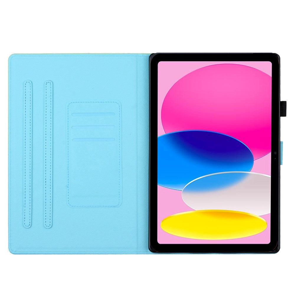 iPad 11" (2025) / iPad 10.9" (2024/2022) Flip-stativ Kunstkinn Deksel med Vekkefunksjon og Kortholder - Rosa / Blå