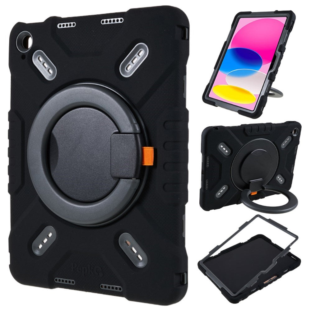 Pepkoo iPad 11" (2025) / 10.9" (2024 / 2022) Barnedeksel med Roterbart Stativ - Svart