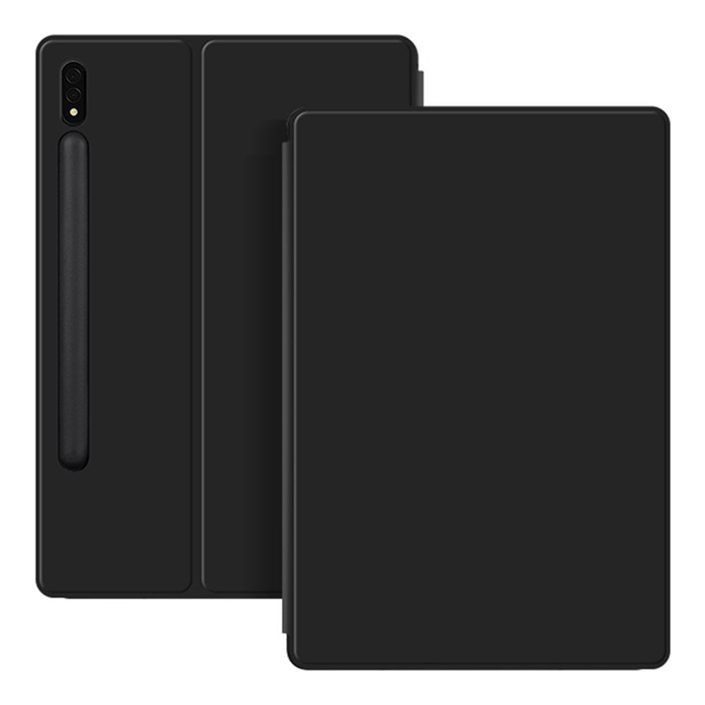 EIDERWOOD Samsung Galaxy Tab S8 / S7 Kunstskinn Flip Deksel m. Penne Holder - Svart