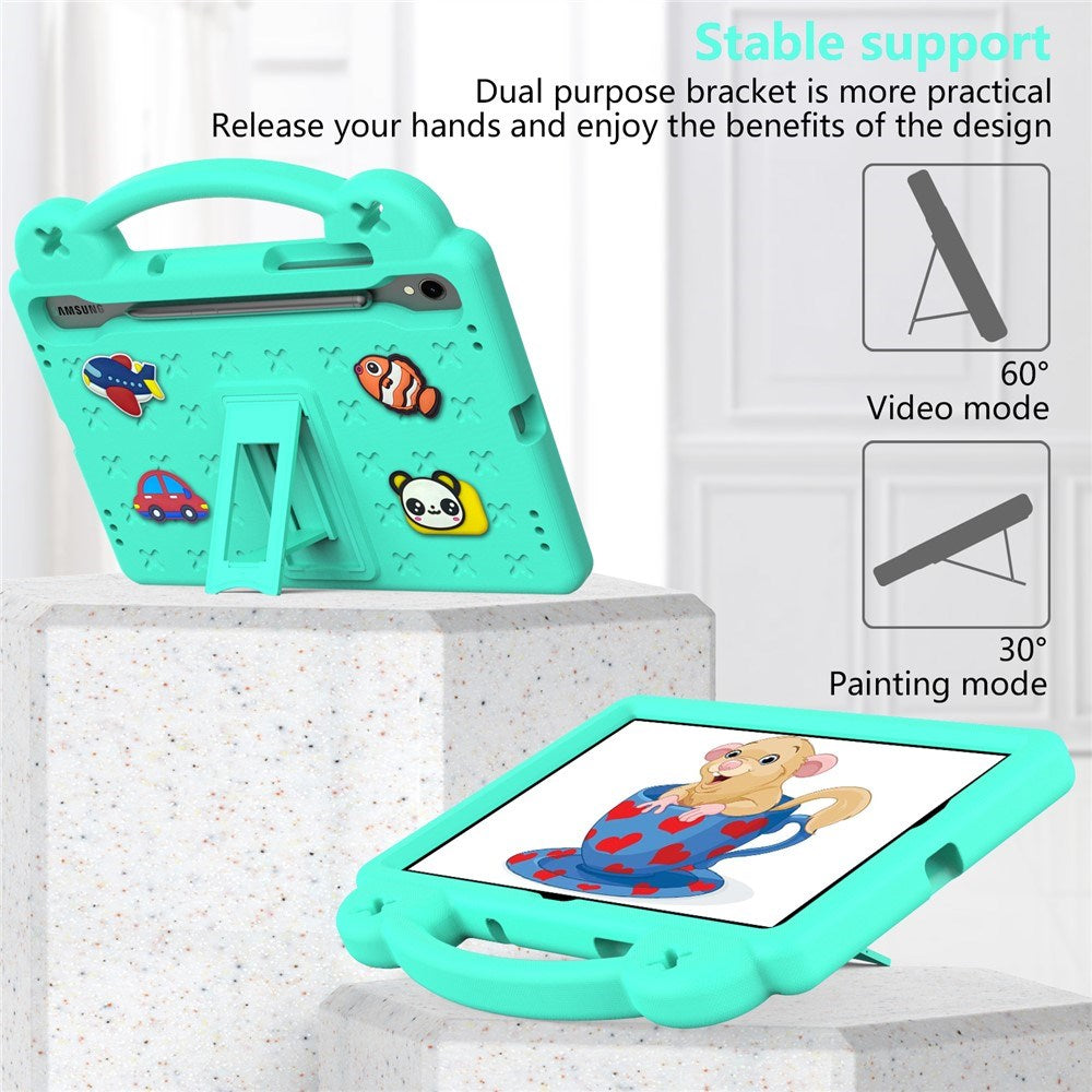 EIDERWOOD Samsung Galaxy Tab S11 / S10 Lite / S10 FE / S9 FE / S9 / S8 / S7 Barnedeksel med Stativ & Håndholder - Turkis