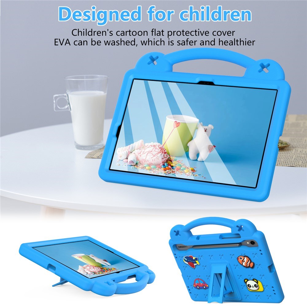 EIDERWOOD Samsung Galaxy Tab S11 / S10 Lite / S10 FE / S9 FE / S9 / S8 / S7 Barnedeksel med Stativ & Håndholder - Blå