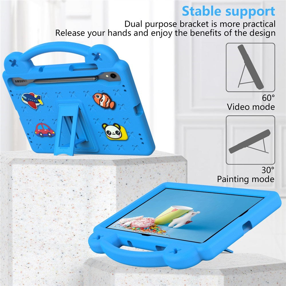 EIDERWOOD Samsung Galaxy Tab S11 / S10 Lite / S10 FE / S9 FE / S9 / S8 / S7 Barnedeksel med Stativ & Håndholder - Blå