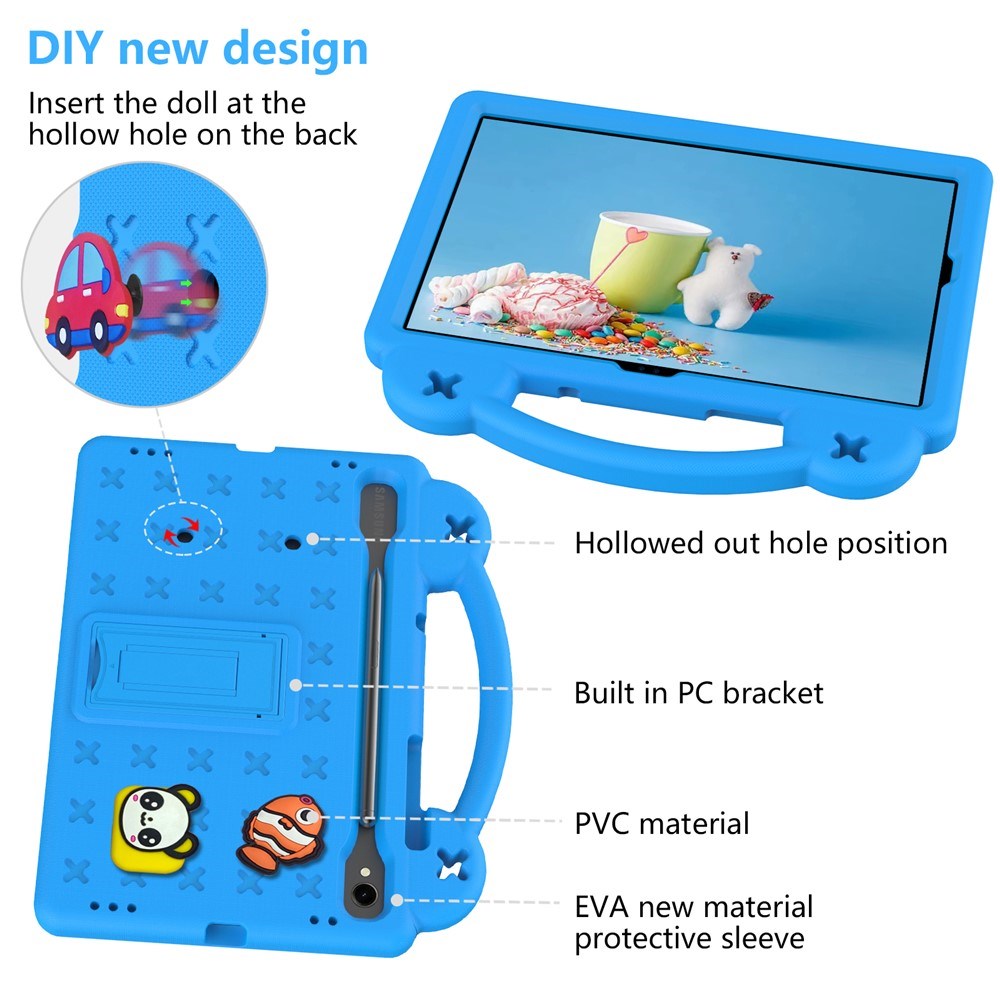 EIDERWOOD Samsung Galaxy Tab S11 / S10 Lite / S10 FE / S9 FE / S9 / S8 / S7 Barnedeksel med Stativ & Håndholder - Blå