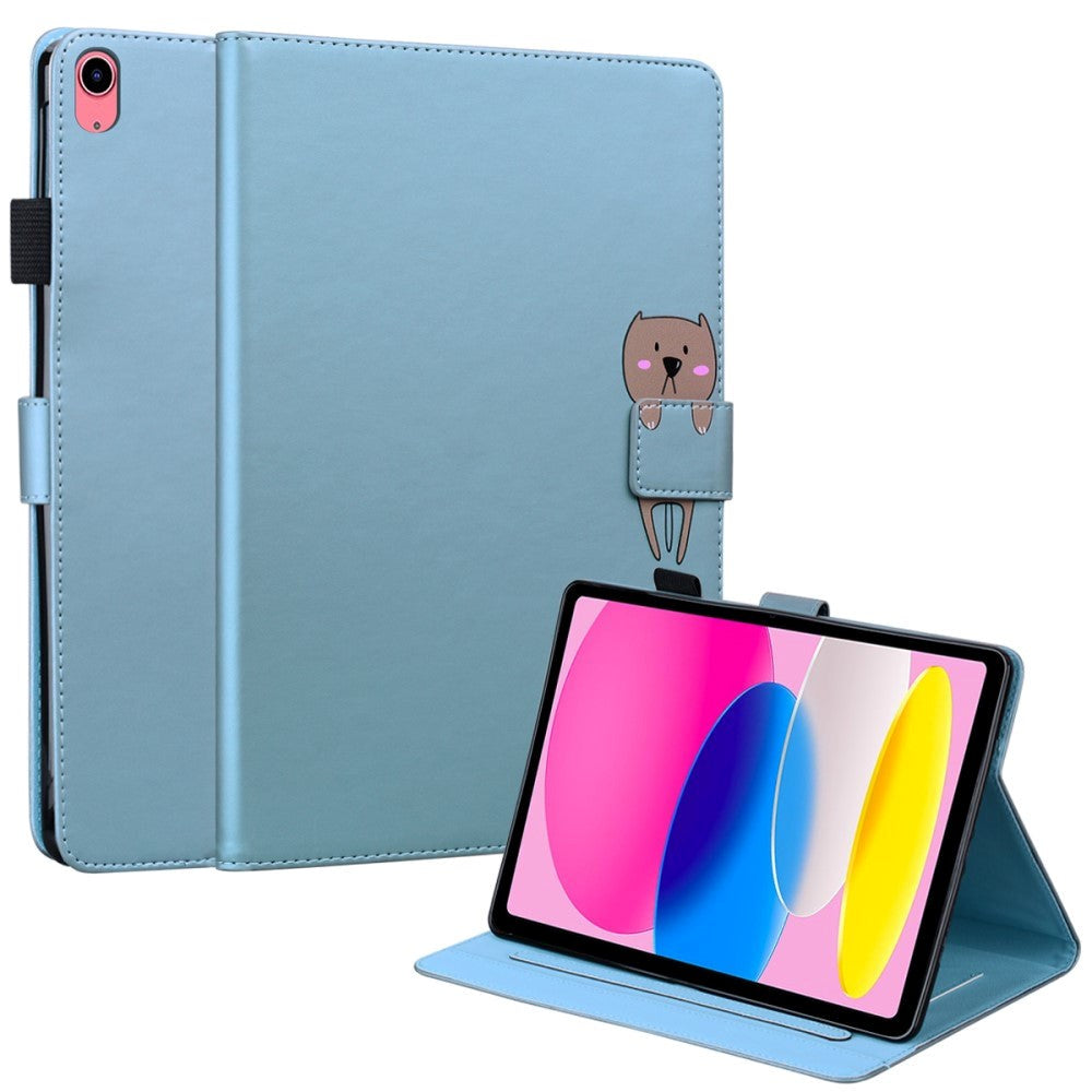 iPad 11" (2025) / iPad 10.9" (2024/2022) Flip Deksel i Skinn med Dyremotiv - Blå