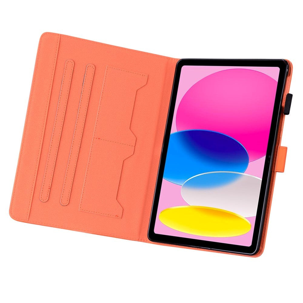 iPad 11" (2025) / iPad 10.9" (2024/2022) Flip Deksel i Skinn med Dyremotiv - Oransje