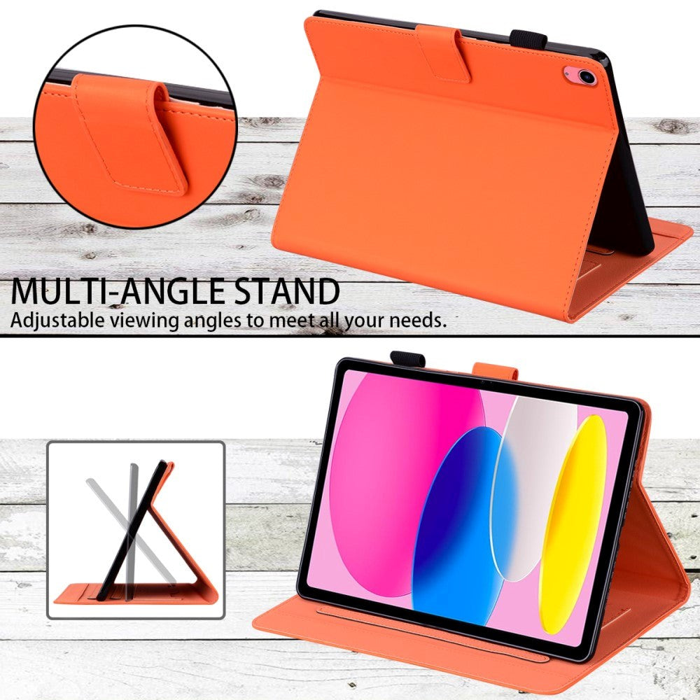 iPad 11" (2025) / iPad 10.9" (2024/2022) Flip Deksel i Skinn med Dyremotiv - Oransje