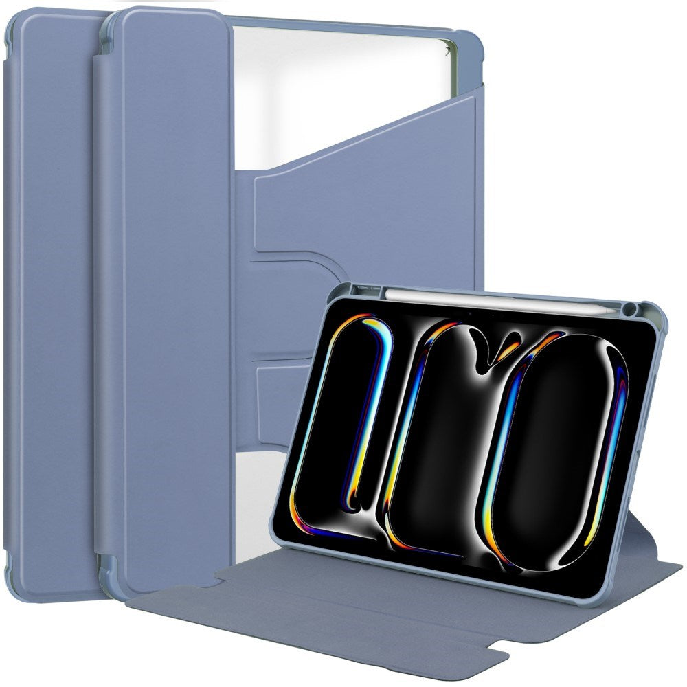 EIDERWOOD iPad Pro 11" (2025 / 2024) Hybrid Flip Deksel m. Roterende Stativfunksjon - Gjennomsiktig / Lilla