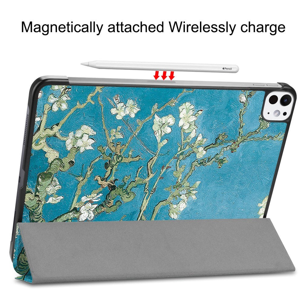 EIDERWOOD iPad Pro 11" (2025 / 2024) Tri-Fold Deksel i Kunstskinn med Sleep-Funksjon - Blomstergrener