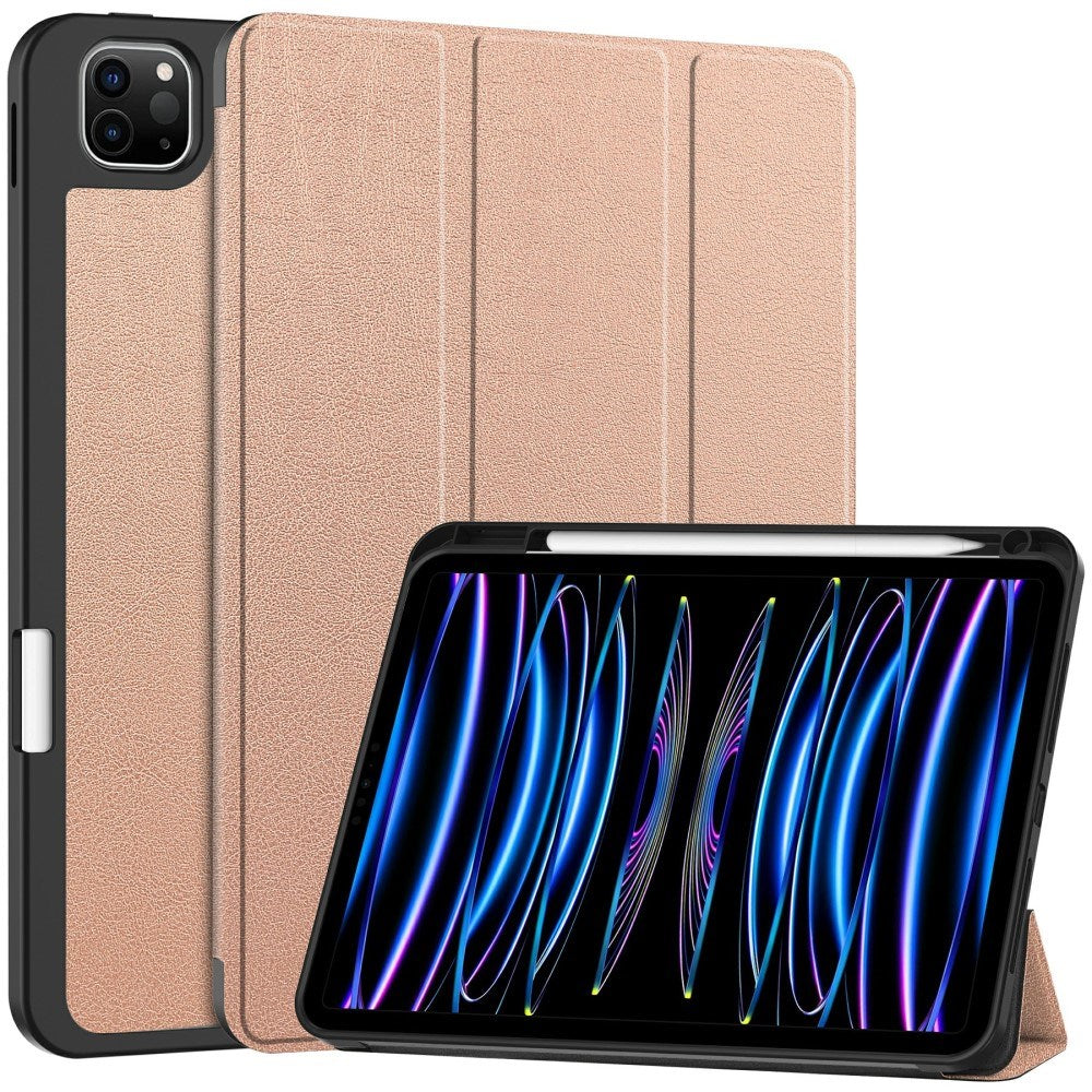 EIDERWOOD iPad Pro 11" (2025 / 2024) Tri-Fold Kunst Skinn Deksel med Apple Pencil Holder - Rose Gold