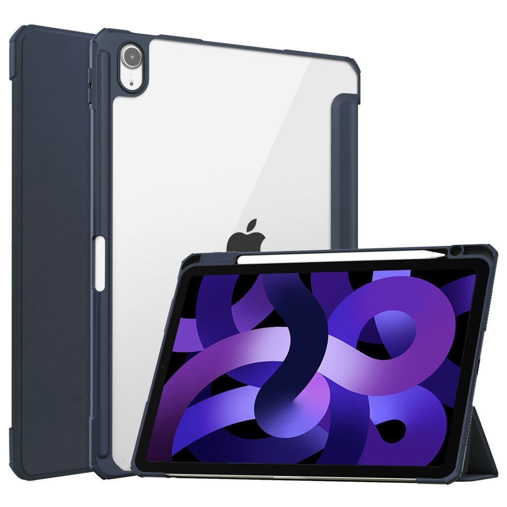 EIDERWOOD iPad Air 11" (2026 / 2025 / 2024) Hybrid Flip Deksel med Pennholder - Blå og Gjennomsiktig