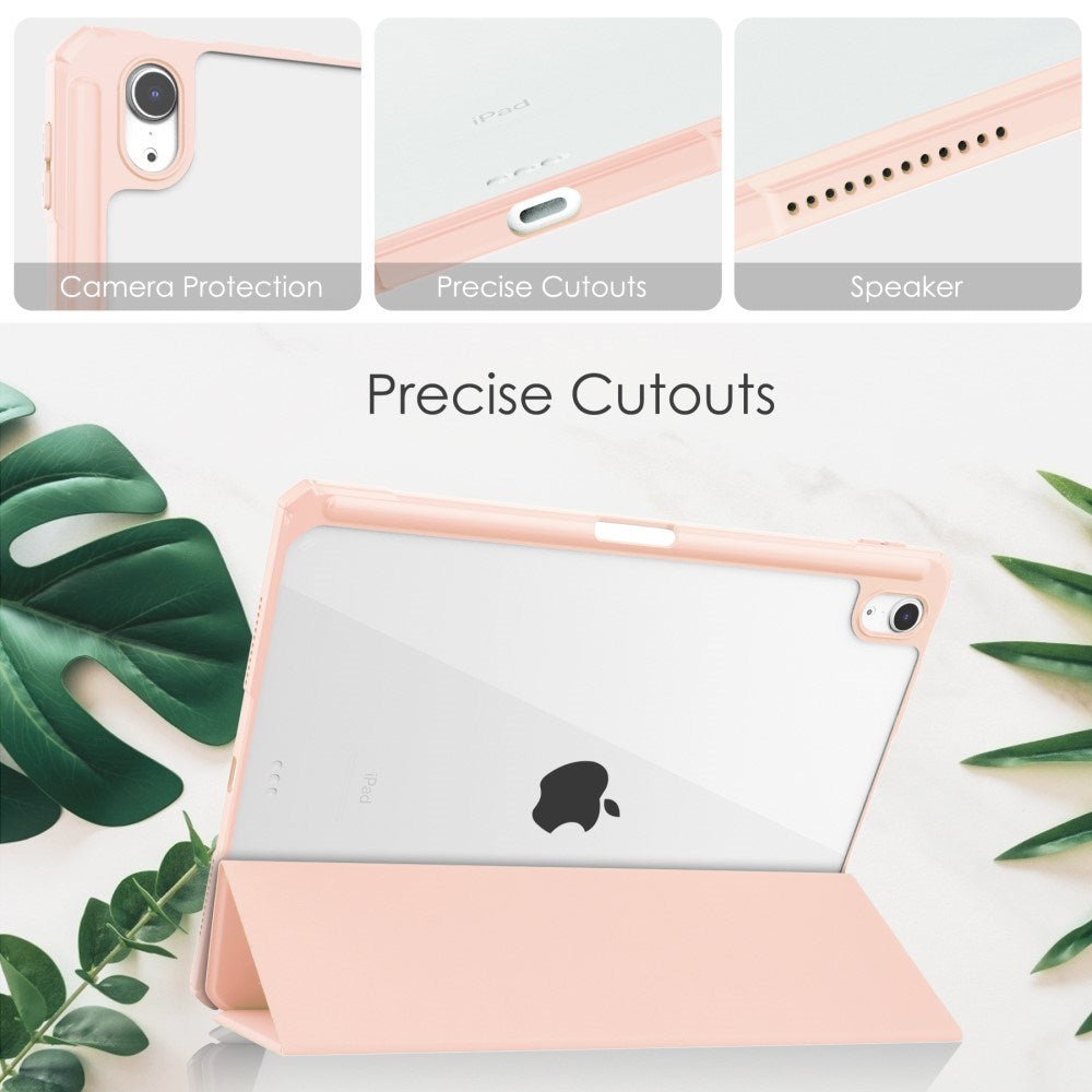 EIDERWOOD iPad Air 11" (2026 / 2025 / 2024) Hybrid Flip Deksel med Pennholder - Pink og Gjennomsiktig