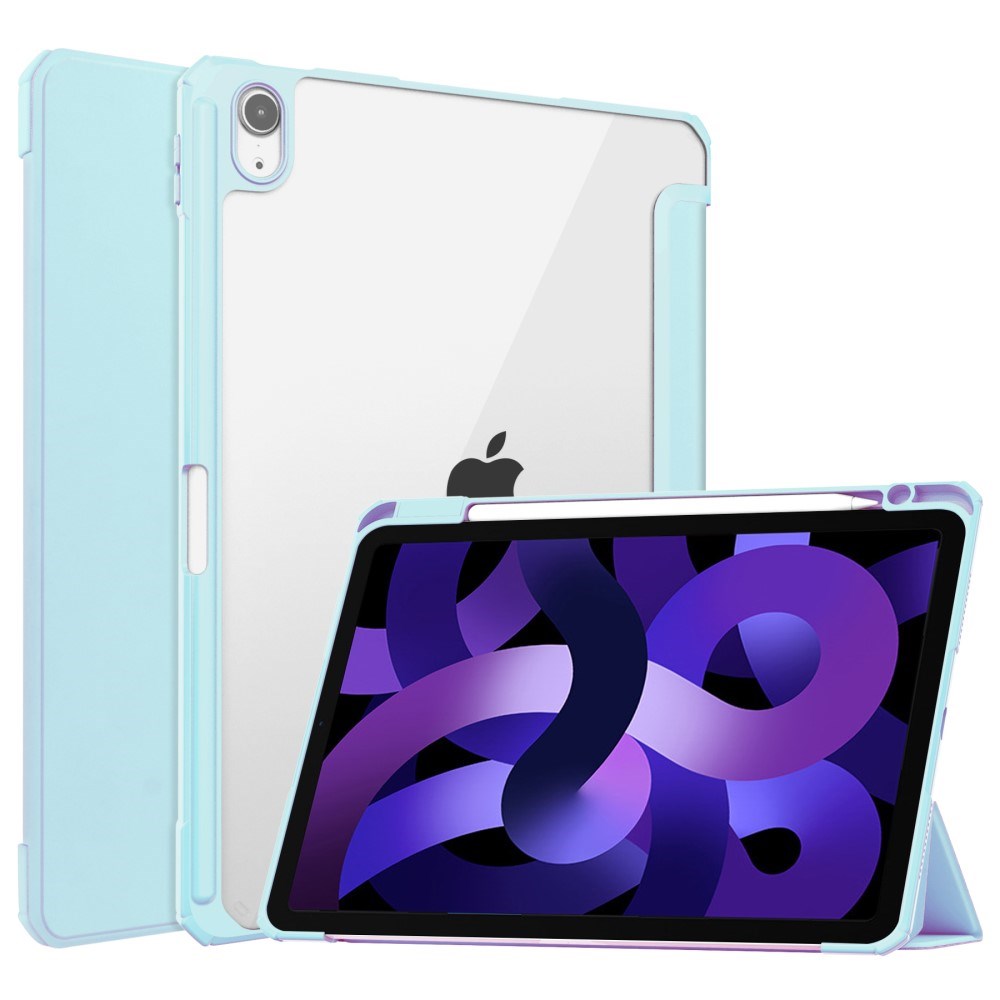 EIDERWOOD iPad Air 11" (2026 / 2025 / 2024) Hybrid Flip Deksel med Pennholder - Lys Blå og Gjennomsiktig