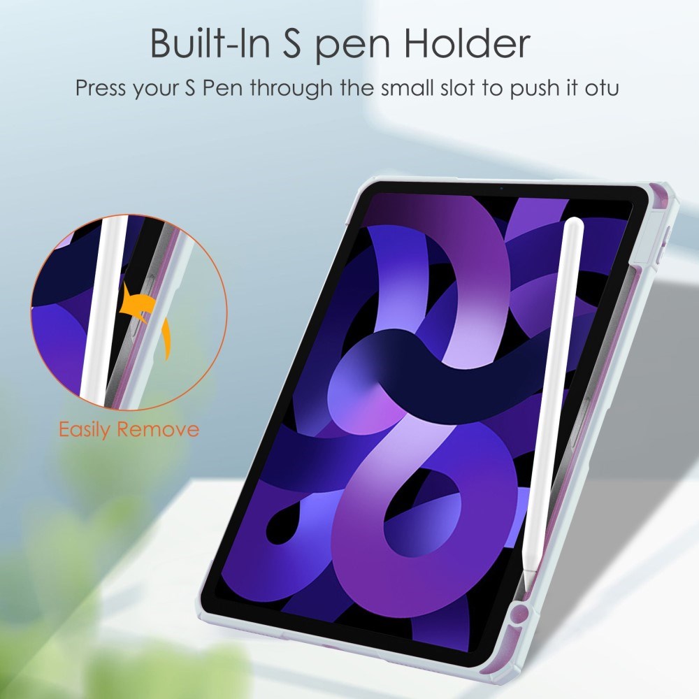 EIDERWOOD iPad Air 11" (2026 / 2025 / 2024) Hybrid Flip Deksel med Pennholder - Lys Blå og Gjennomsiktig