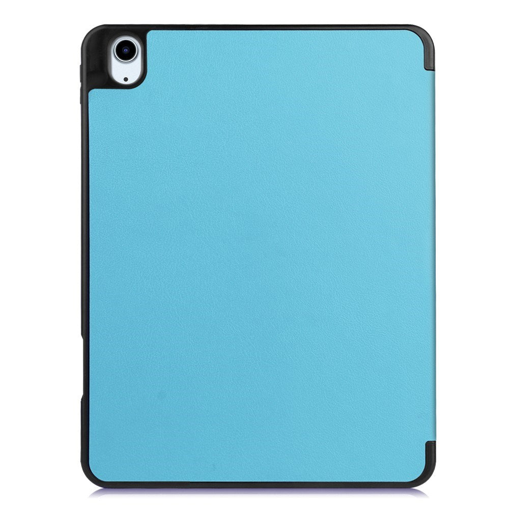 EIDERWOOD iPad Air 11" (2026 / 2025 / 2024) Litchi Tri-Fold Skinn Deksel med Apple Pencil Holder - Lyse Blå