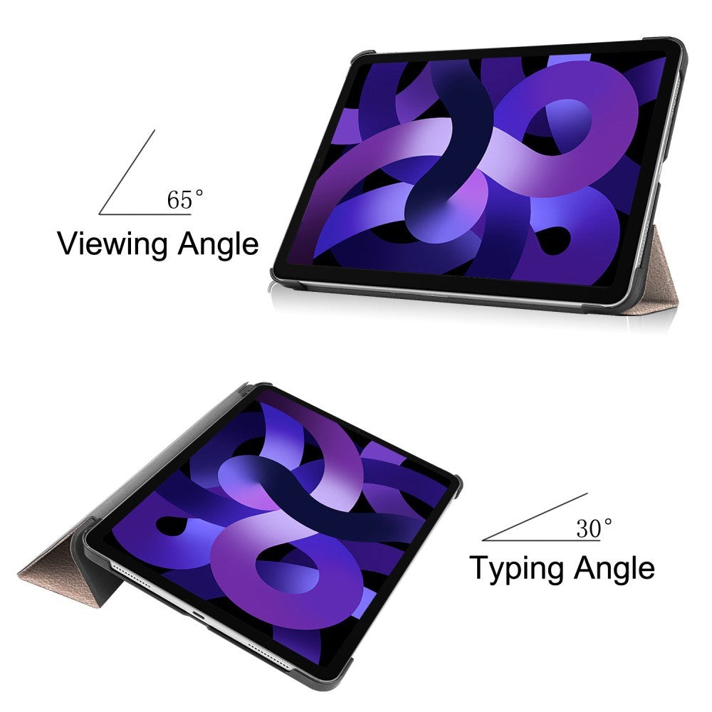 EIDERWOOD iPad Air 11" (2026 / 2025 / 2024) Litchi Tri-Fold Skinn Flip Deksel - Gull