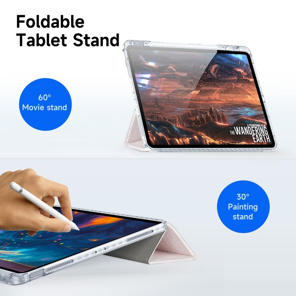 iPad Air 13" (2026 / 2025 / 2024) DUX DUCIS Unid Series Tri-Fold Flip Deksel - Gjennomsiktig / Pink