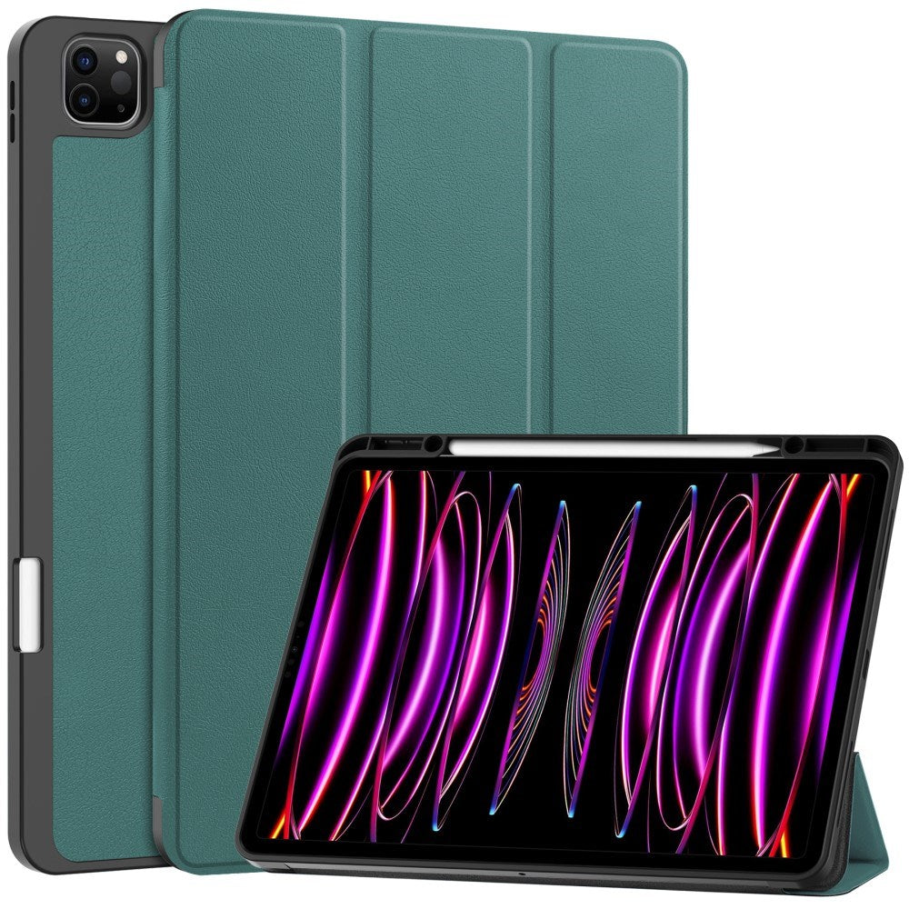 EIDERWOOD iPad Air 13" (2026 / 2025 / 2024) Tri-Fold Kunst Skinn Deksel med Apple Pencil Holder - Grønn