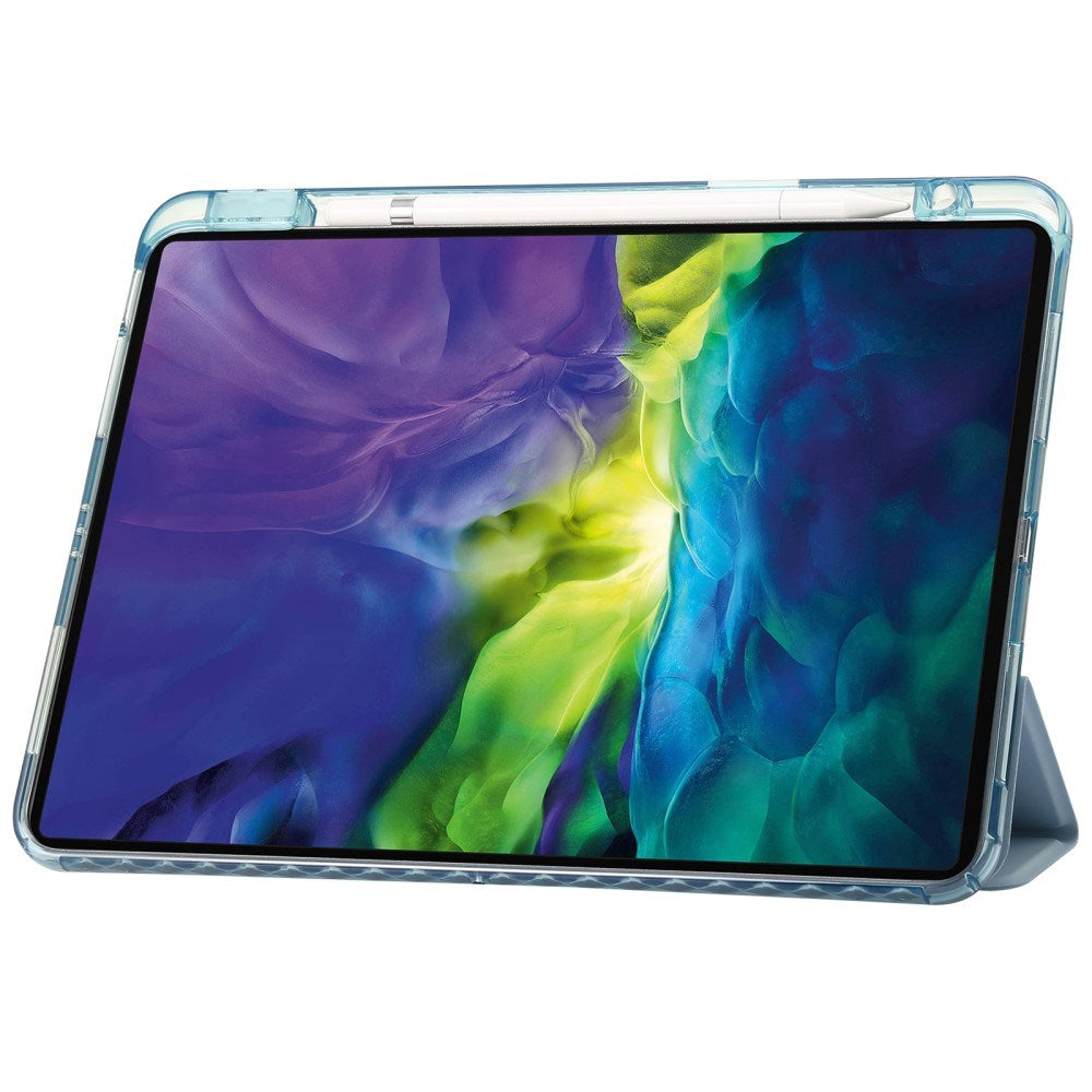 EIDERWOOD iPad Pro 13" (2025 / 2024) Tri-Fold Kunst Skinn Deksel med Apple Pencil Holder - Lyse Blå