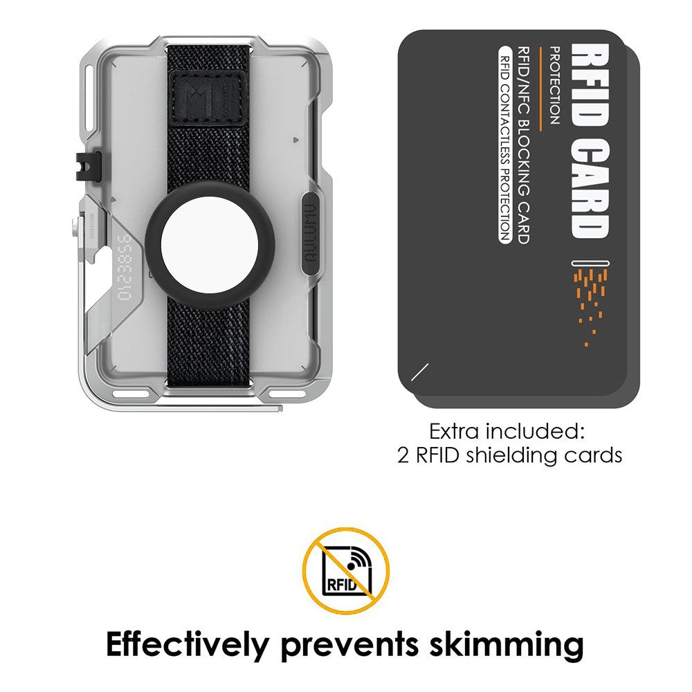 AULUMU Multifunksjonell Kortholder - MagSafe Kompatibel - Hvit / Sølv