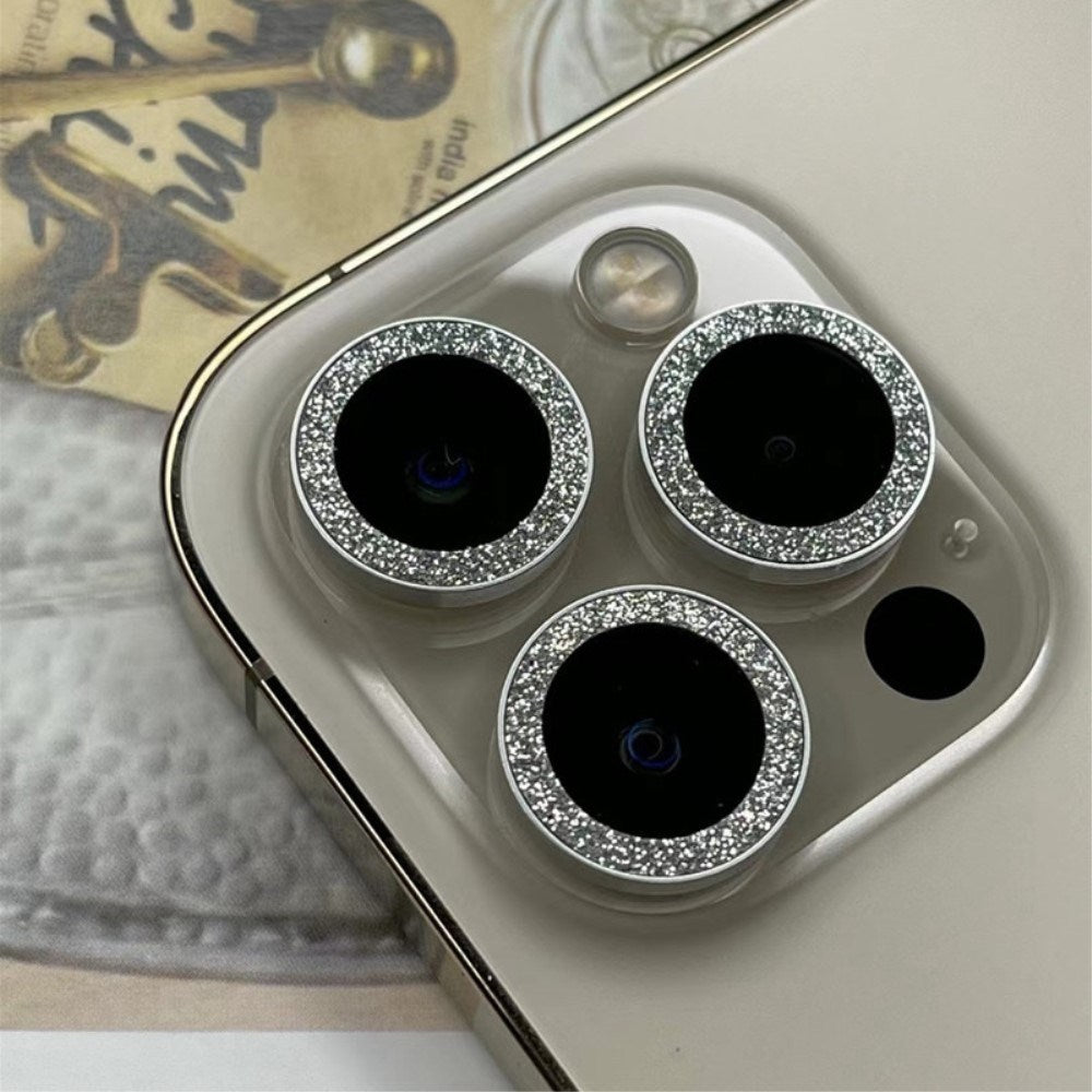 iPhone 13 / 13 Mini Kameralinsebeskyttelse med. Glitter Edge - Blå