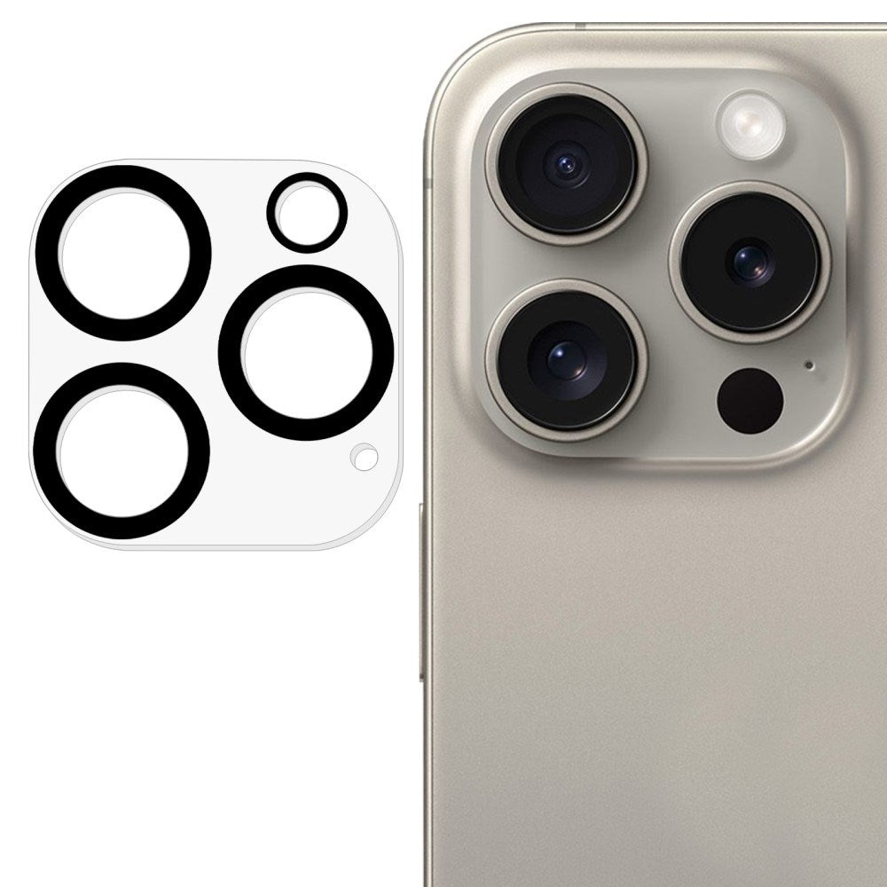 iPhone 16 Pro Max Herdet Beskyttelsesglass for Kameralinsen - Gjennomsiktig / Svart