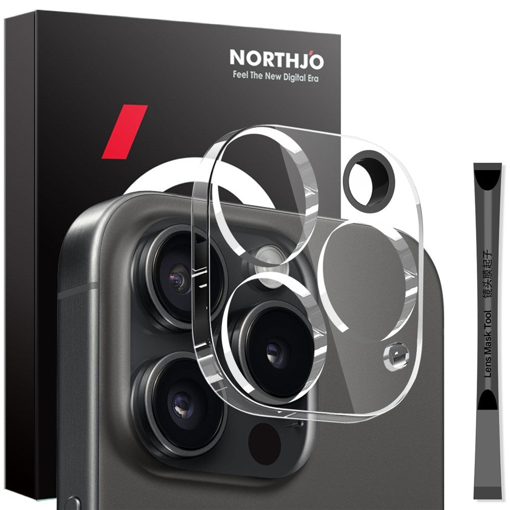 NORTHJO iPhone 15 Pro / 15 Pro Max Herdet Kameralinseglass - Gjennomsiktig