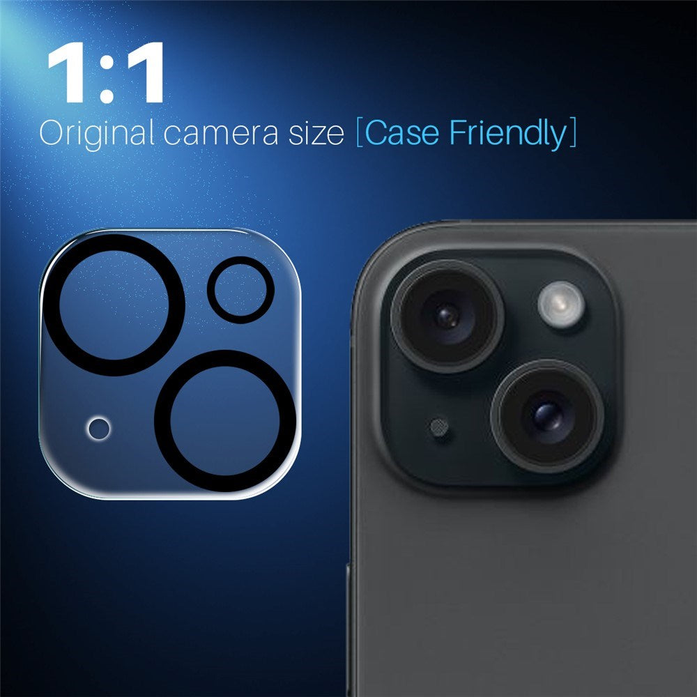 NORTHJO iPhone 15 / 15 Plus Herdet Kameralinseglass - Gjennomsiktig / Svart Kant