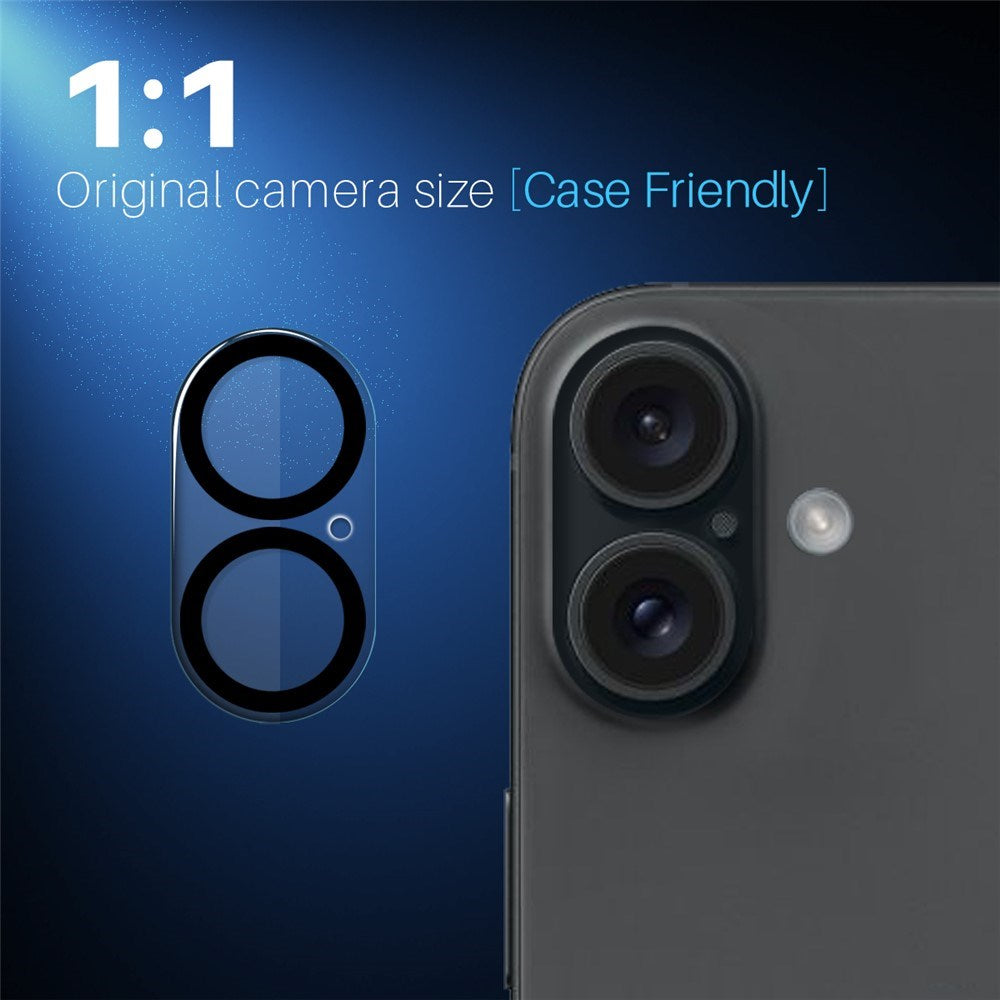 NORTHJO iPhone 16 / 16 Plus Herdet Kameralinseglass - Gjennomsiktig / Svart Kant