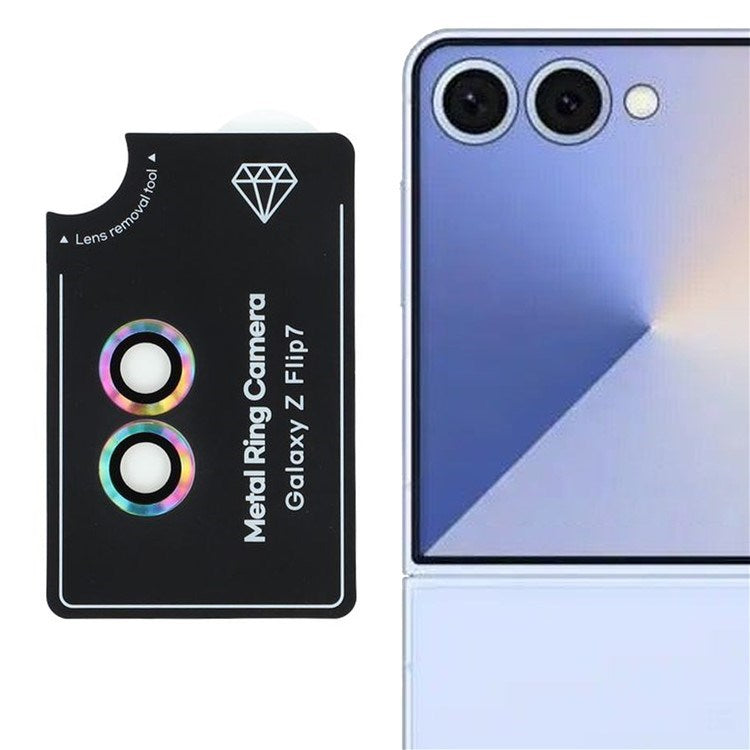 Samsung Galaxy Z Flip7 Kameralinsebeskyttelsessett - Herdet Glass - Flerfarget