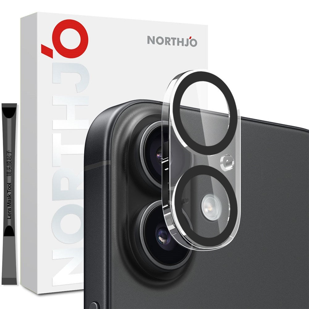 NORTHJO iPhone 17 Herdet Kameralinse Glass - Gjennomsiktig / Svart