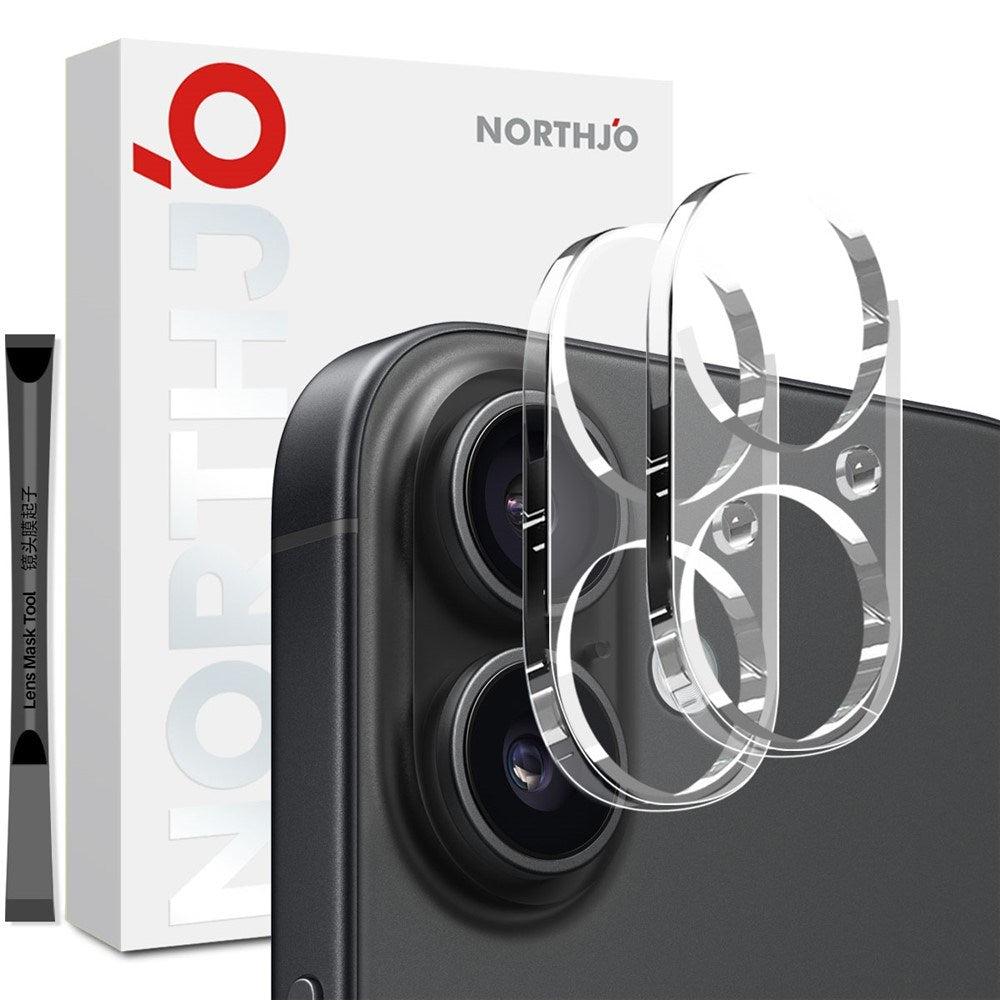NORTHJO iPhone 17 Herdet Kameralinse Glass - Gjennomsiktig - 2 Stk.