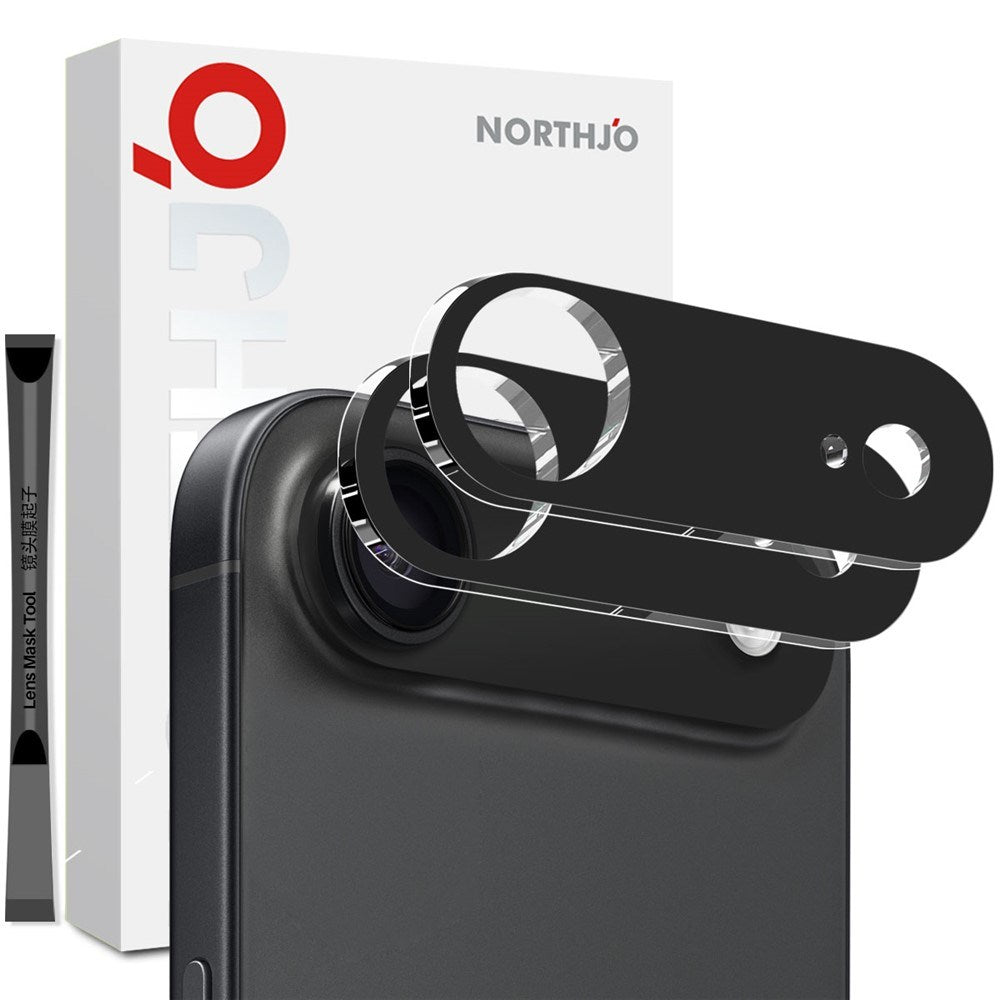NORTHJO iPhone Air Herdet Kameralinse Glass - Svart - 2 Stk.