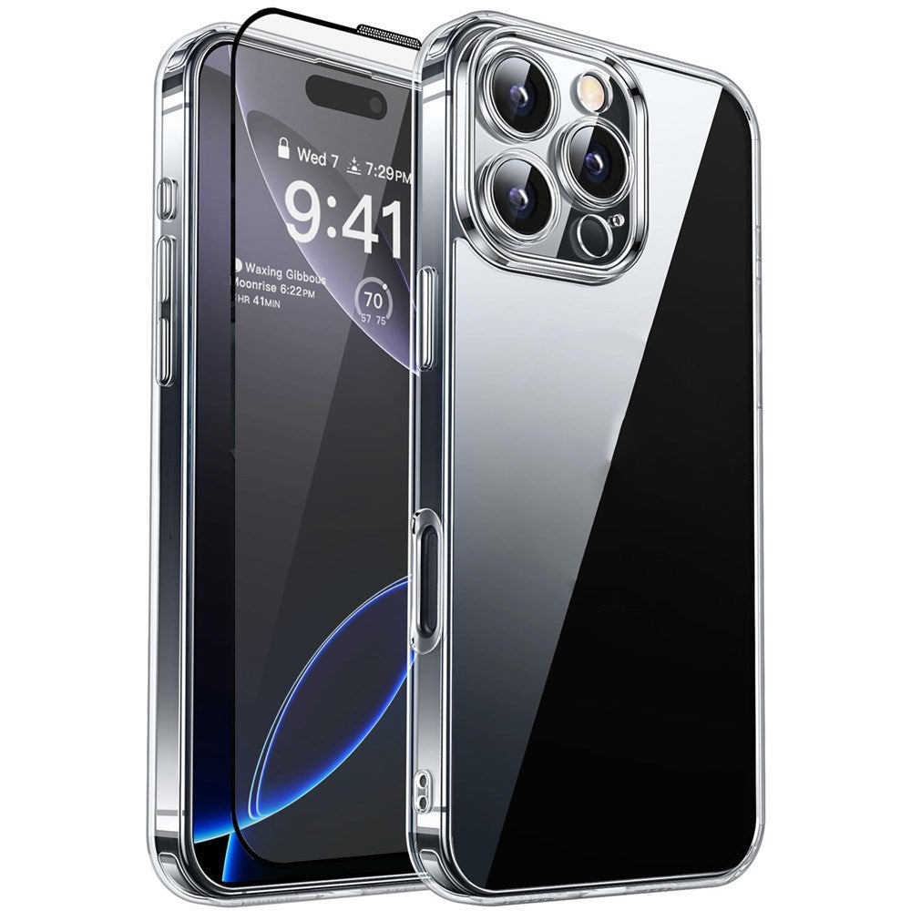 iPhone 14 Pro RURIHAI 2-i-1 Beskyttelsessett m. Fleksibelt Plast Deksel & Skjermbeskyttelsesglass - Gjennomsiktig